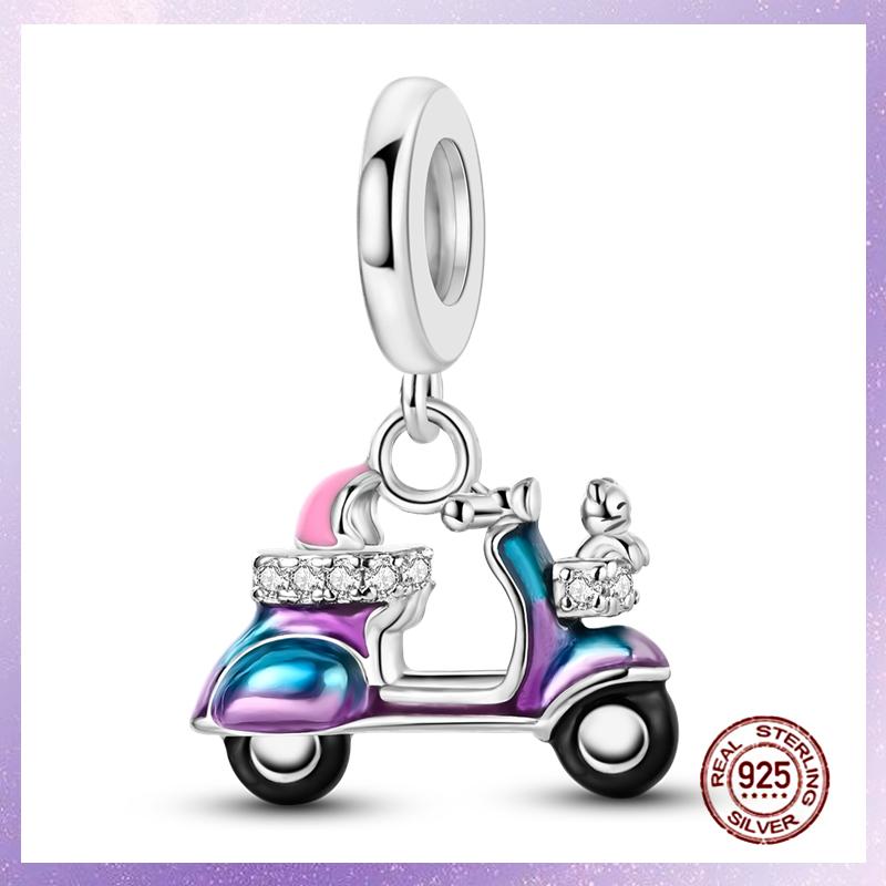 Purple Charms Copper Fit Original Pendant Bracelet Butterfly Glass Heart Feather Clip Charm Dangle Luminous Bead Diy Jewelry