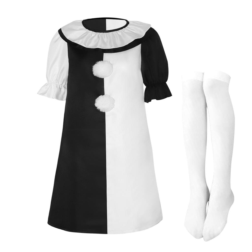 Terrifier Art Clown Joker Cosplay Costume Jumpsuit Girls Role Play Fancy Dress Up Horror Dress Suit Halloween Carnival Party