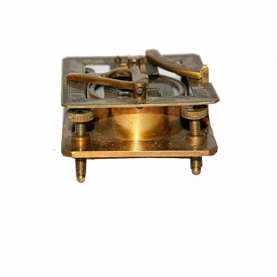 Antique Vintage Brass Sundial Square Shape Nautical Compass S017  3 Inch