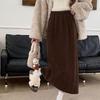 Women's Corduroy High-Waist Straight Midi Skirt - Celebrity Style Autumn/Winter Slim Fit