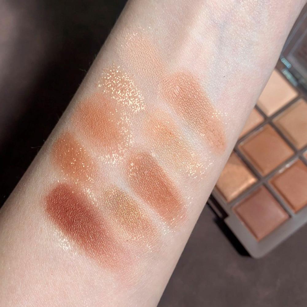 HERORANGE Nine Color Chocolate Eyeshadow Palette Pearlescent Matte With Glitter Makeup