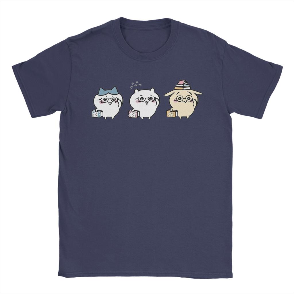 Men Nerdy Chiikawas and Friends Book Club Hachiware Usagi T Shirt Pure Cotton Tops Vintage Crew Neck Tee Shirt Gift TShirt