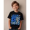 European Sizes 6 To 7 Years Old Birthday T-Shirt | "I Was 6, Now 7" Blue Plaid Theme, Casual Crew Neck Short Sleeve Top | Perfect