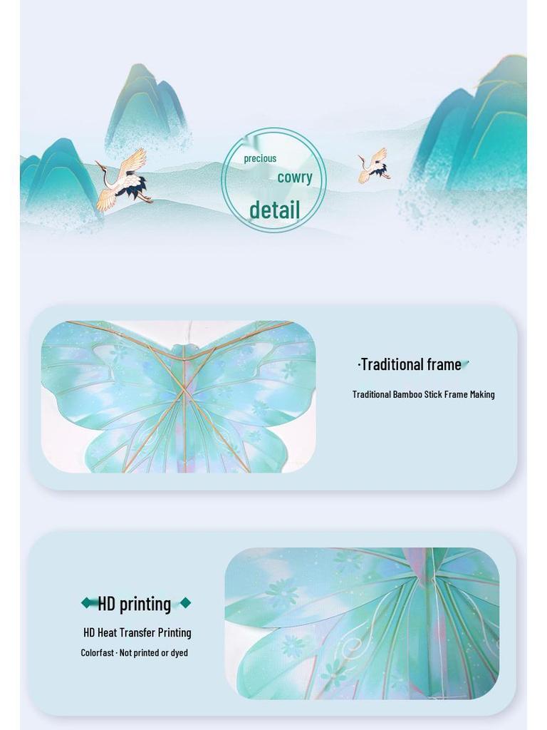 2026 Retro Bamboo Stick Parent-Child Butterfly Kite, 60cm/80cm - Dance Decoration Props