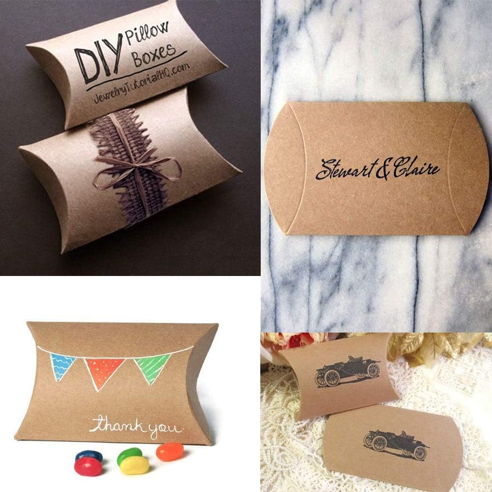 50 uds Caja Almohada de Papel Kraft Negra Blanca Para Joyería Dulces Regalo Recuerdos de Boda Pequeña Empresa Suministros de Embalaje Material bolsos