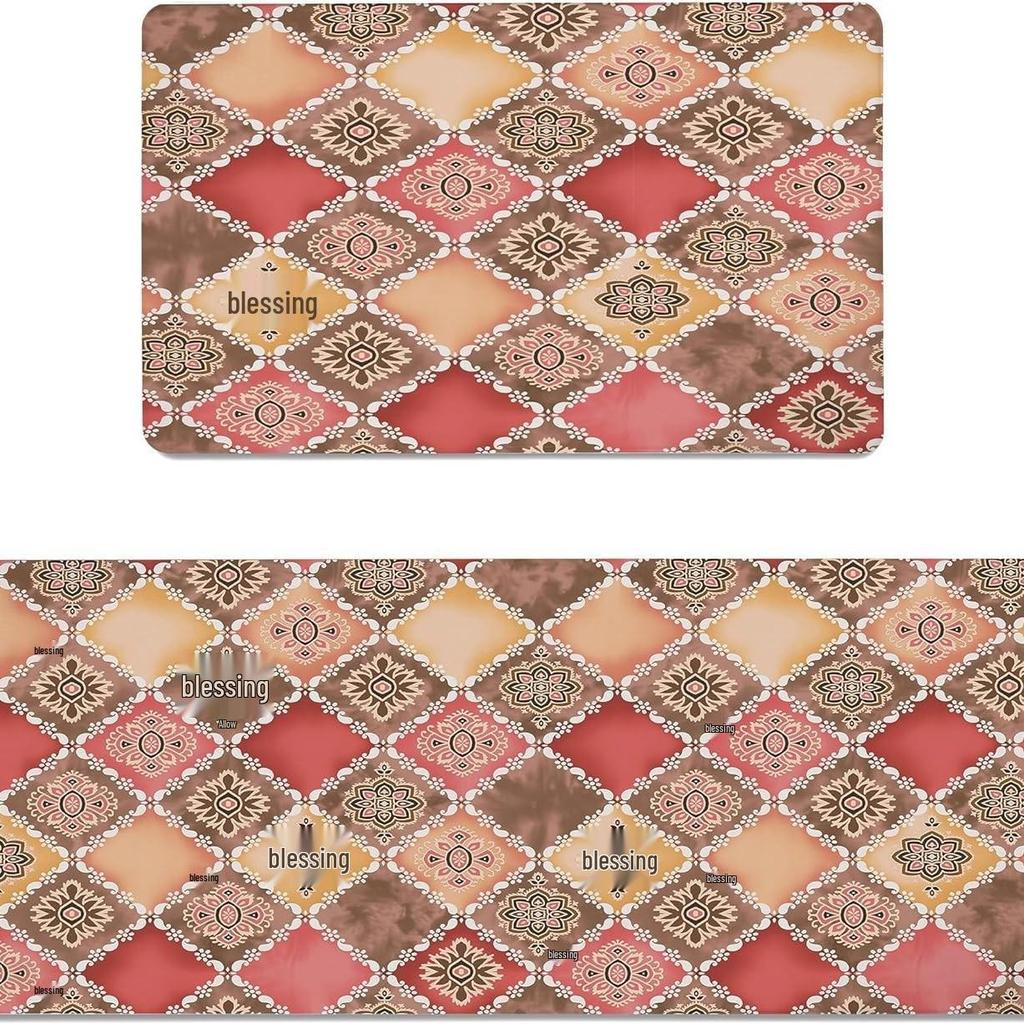 Floral Long Runner Kitchen & Entryway Doormat - Dirt-Resistant Decorative Floor Mat