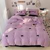 Girls Pink Bedding Set with Bow Korean Breathable Duvet Cover No Filler Flat Sheet Pillowcases Mix Color Comforter Cover Set