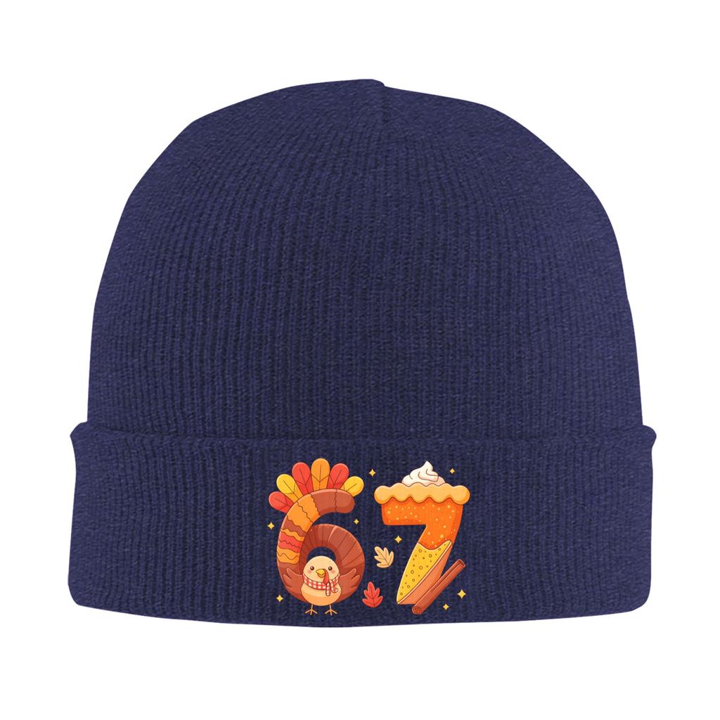 67 Meme Thanksgiving Turkey Day Funny Holiday Six Seven Beanie Hats  Skullies Beanies Men Trendy Caps Winter Outdoor Bonnet Hats