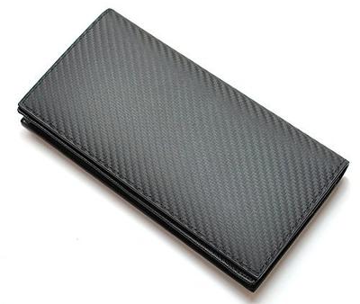 BEAMZ SQUARE Wallet Carbon Grain Leather Long Wallet Black [BEAMS SQUARE] Men's BS-58517