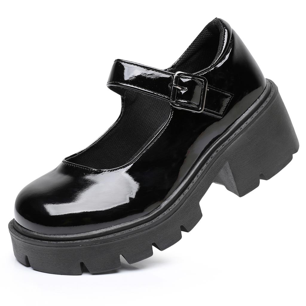 Buty Lolita Damskie PU Skóra Platforma Mary Janes Buty Damskie Japoński Styl Vintage Grube Obcasy Czółenka Plus
