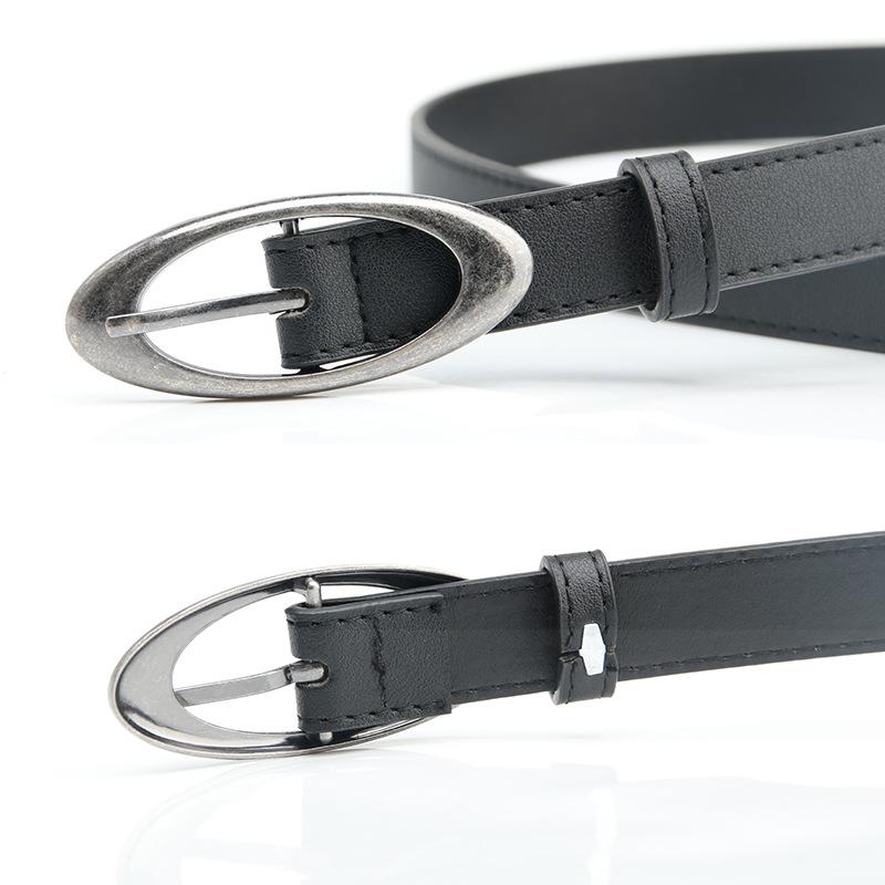Korean Oval Alloy Pin Buckle Women's Belt - Versatile Style for Dresses & Jeans