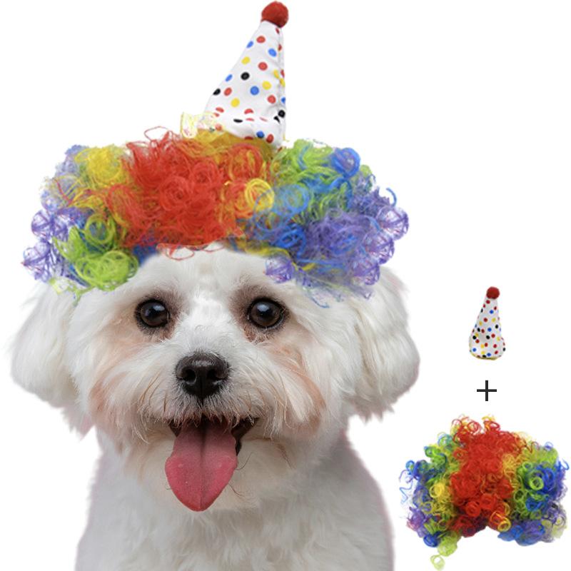 Lustige Hunde-Katzen-Cosplay-Perücke für kleine Hunde, Kopfbedeckung, Cosplay-Kostüm-Accessoires, Haustierperücken für Halloween, Heiligabend, Festival-Party-Dekoration