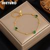 DIEYURO 316L Stainless Steel Zircon Green Zircon Charm Bracelet For Women New Fashion Girls Wrist Accessories Wedding Gift