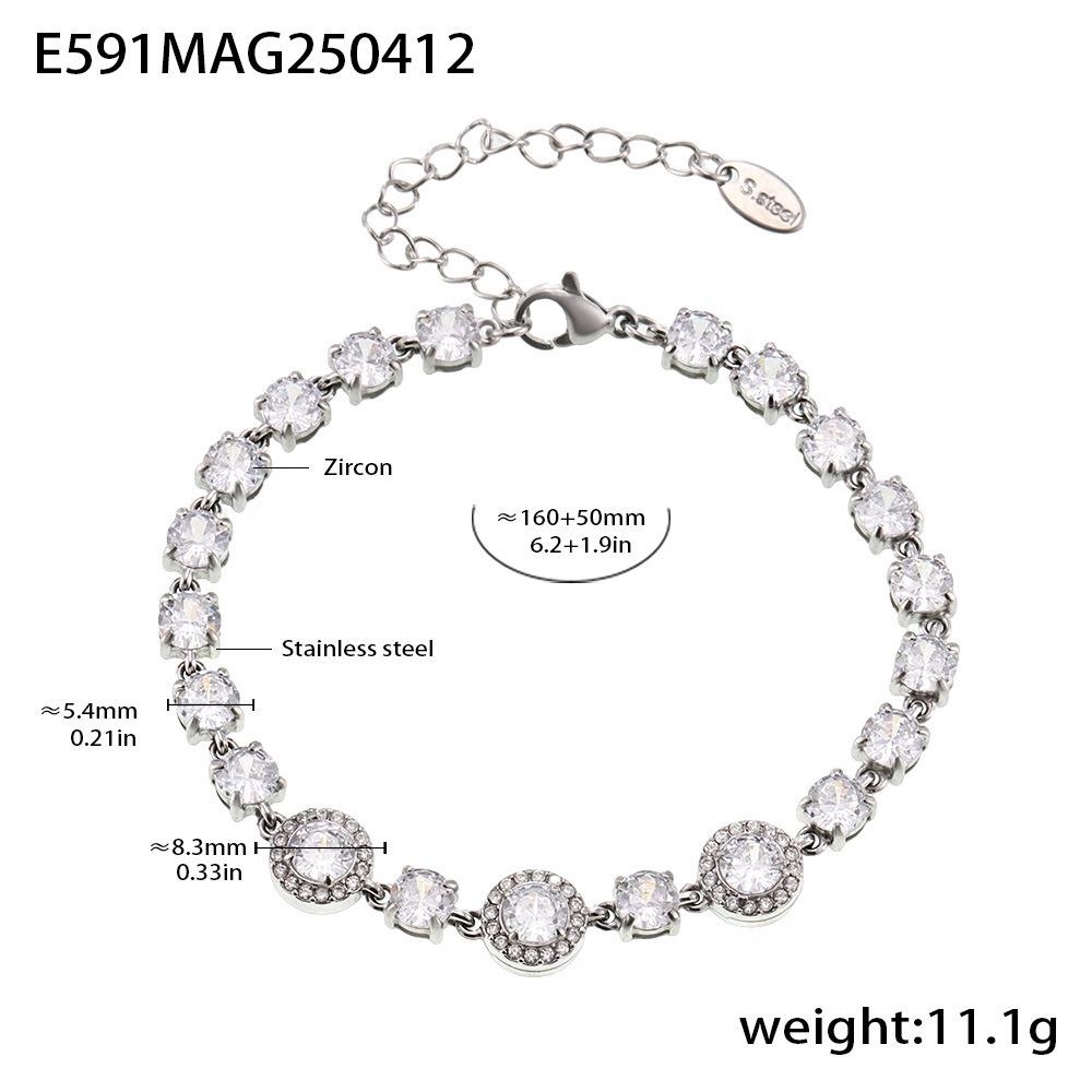 British Design 5A Cubic Zirconia Full Diamond Bracelet with Stainless Steel Chain Accessory