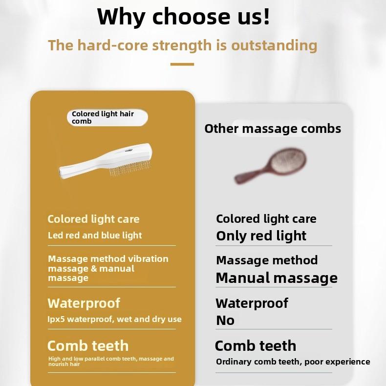 New Electric Massage Comb Red Light Vibration Care Comb Hair Comb Personal Care Comb Hair Soothing Massager
