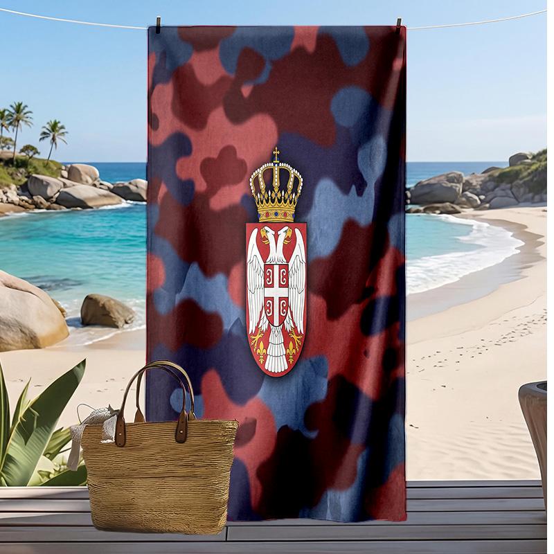 Asciugamano da Spiaggia Stampa Serbia Asciugatura Rapida Super Assorbente Morbido Asciugamano da Bagno per Nuoto Spiaggia Viaggio Souvenir Regalo