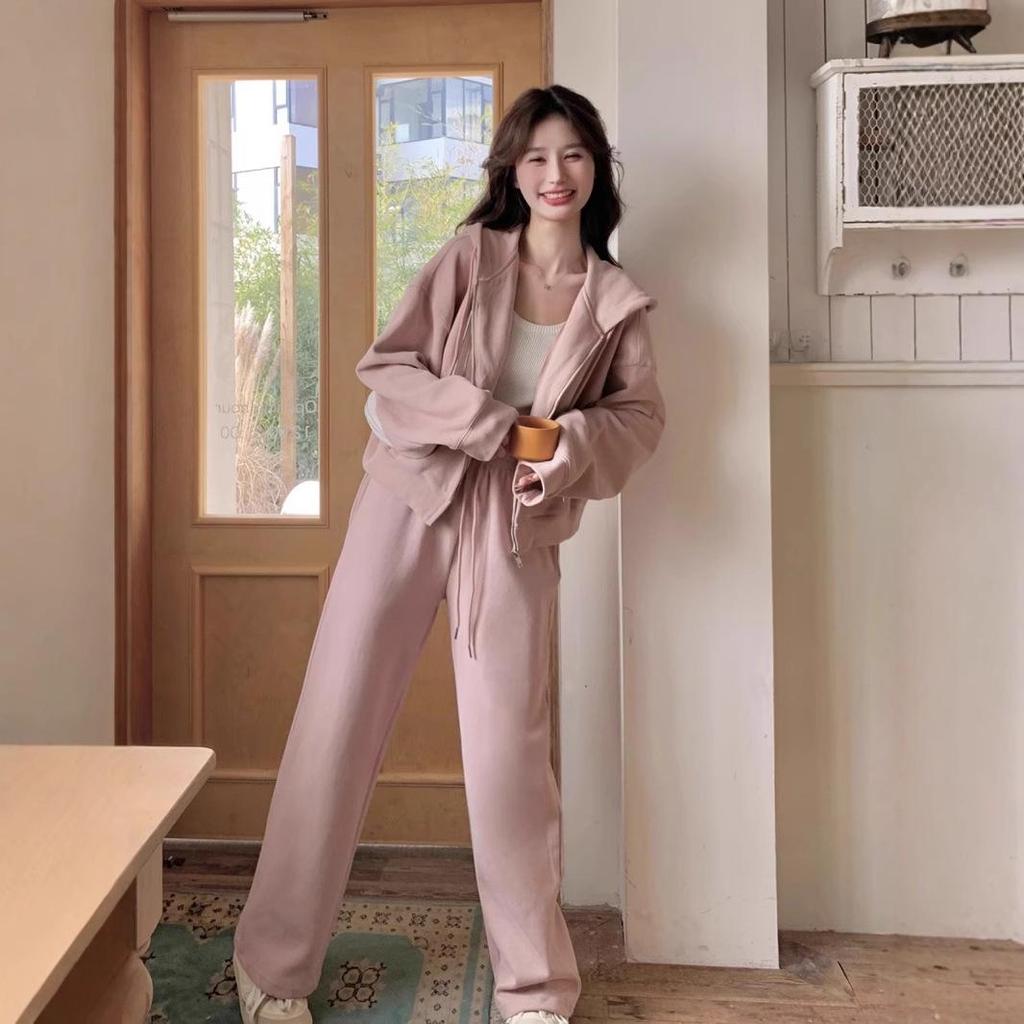 Women's Loose Fit Hooded Sweater Suit - Stylish Two-Piece Set for Spring and Autumn, Available In Plus Sizes