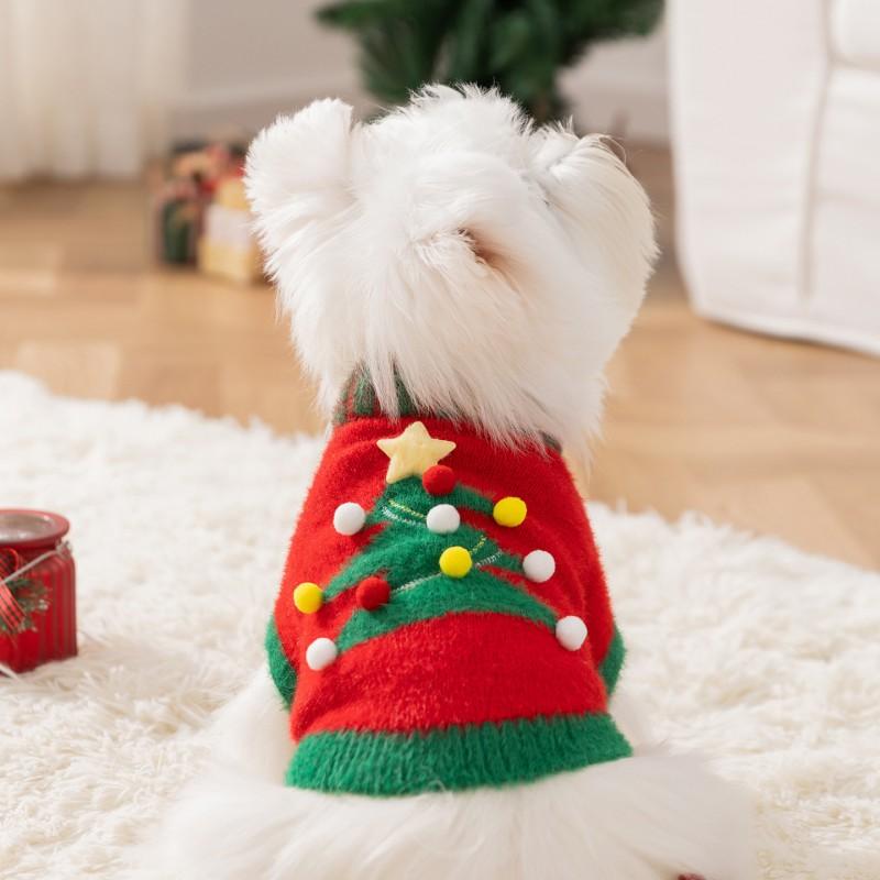 Pet Winter Sweater Dogs Cats Christmas Plush Knit Two-Leg Design Warm Fleece-Like Coat XS To XL Sizes
