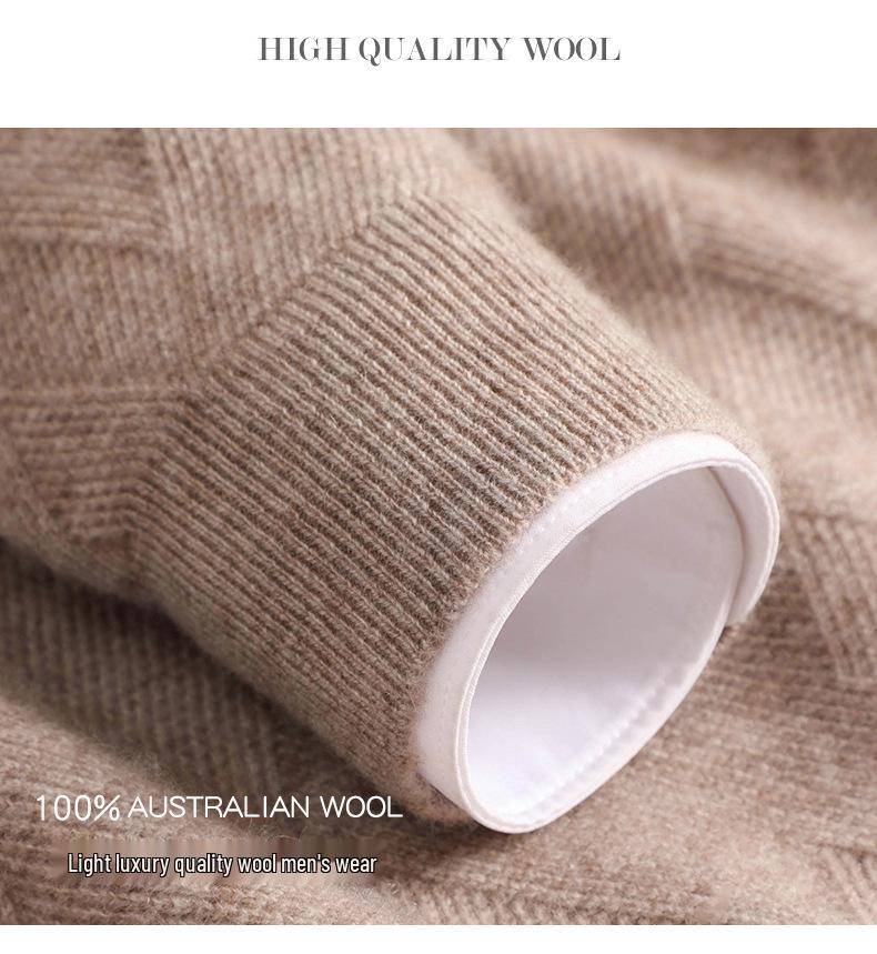 Herren Pullover aus reiner Wolle - Rundhalsausschnitt, lockere Passform für Business, geeignet für Herbst, Frühling & Winter