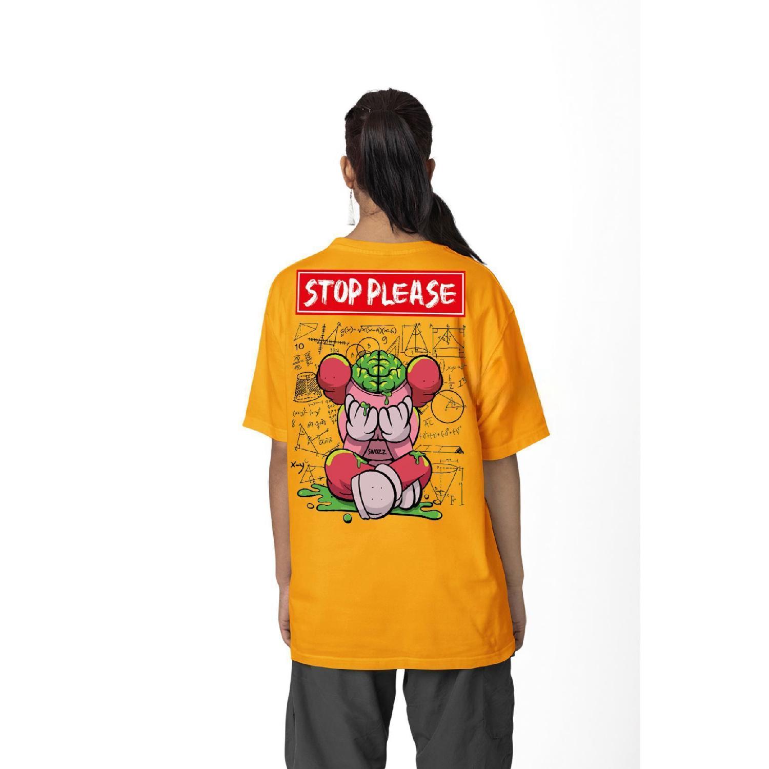 

Stop Please Unisex Oversize Cotton T-shirt With Back Print S оранжевый