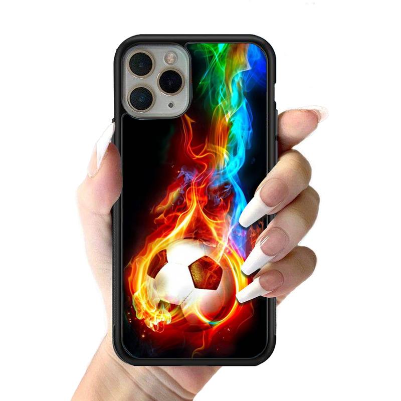 Fotbal Fotbal Pouzdro na telefon Silikonové PC+TPU Pouzdro pro iPhone 11 12 13 Pro Max 8 7 6 Plus X SE XR Tvrdé Fundas