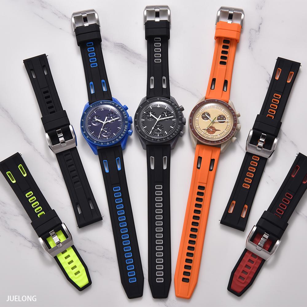 STAPELP Silikon-Uhrenarmband Hohe Dichte 20mm 22mm Gummi Zweifarbig Sport Wasserdicht Zweifarbiges Silikon-Uhrenarmband