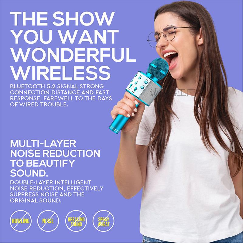 Karaoke Microphone for Kids & Adults Bluetooth Singing Mic Echo Effect, Built-in Speaker Portable for Party Travel Gifts