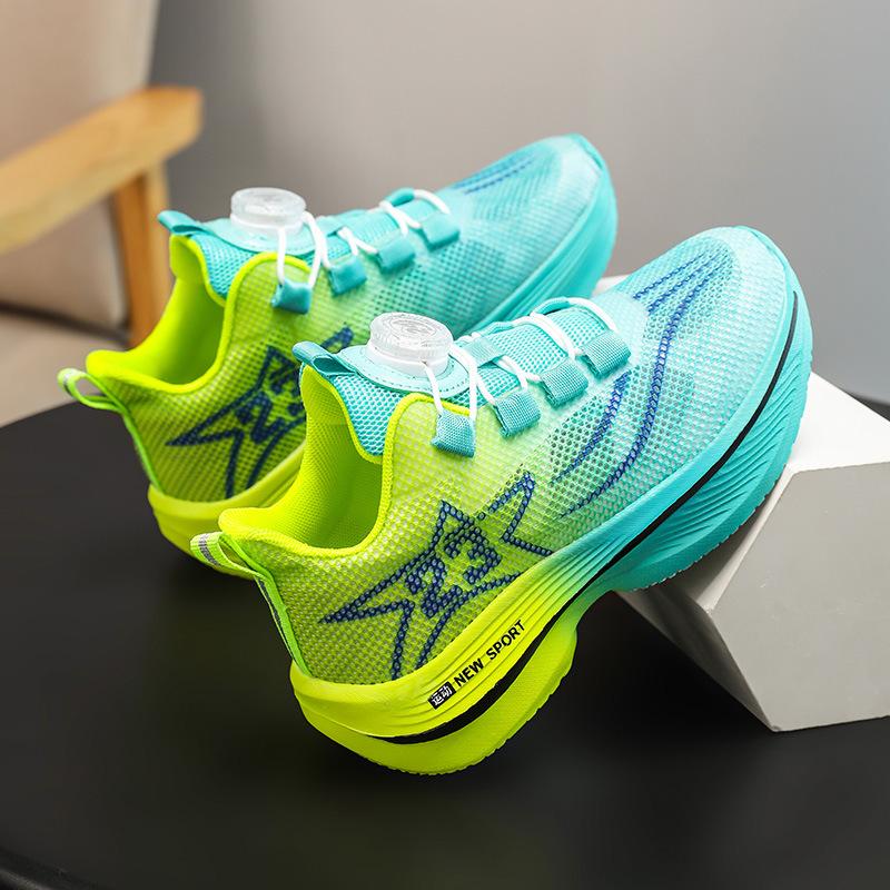 Youth running shoes summer hollow single mesh breathable rotating buckle children's sports shoes shock absorption shoes rotating buckle