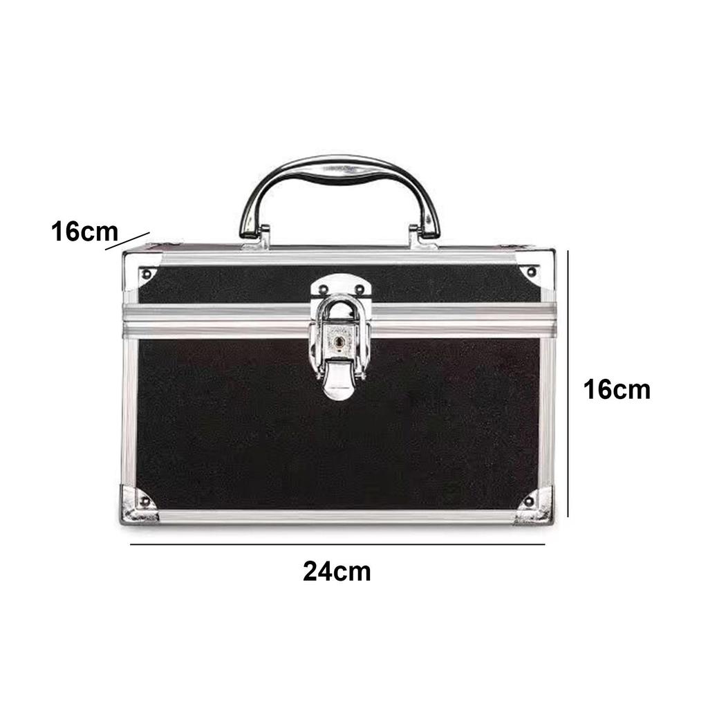 Portable Makeup Bag with Mirror with Tray Cosmetic Storage Box Makeup Box