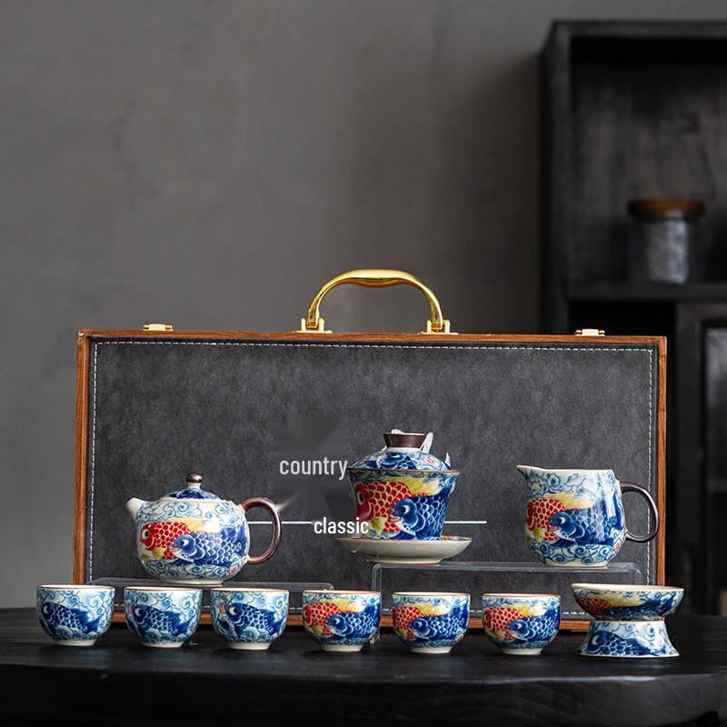 Guochao Style Ru Porcelain Tea Set