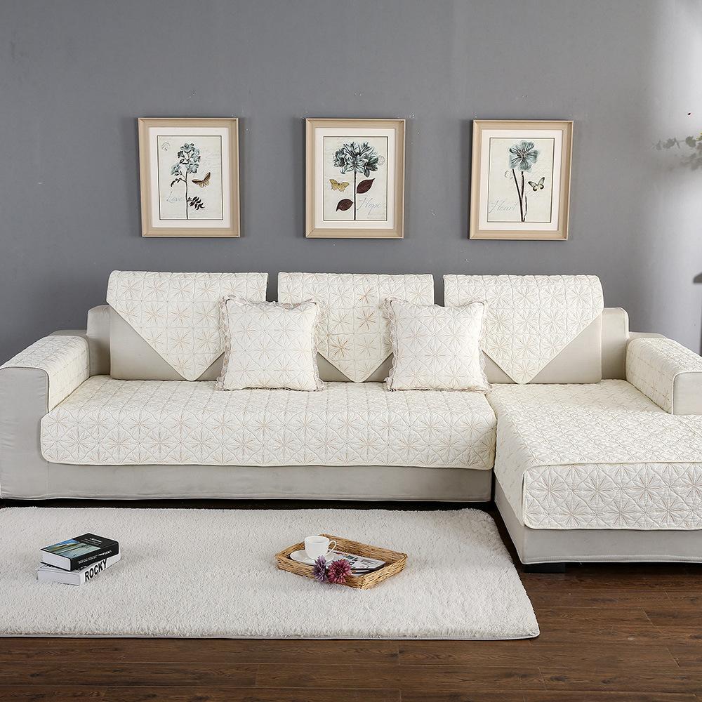 

Современная простая тканевая диванная подушка, европейский хлопок с вышивкой, универсальный чехол для дивана, четыре сезона, нескользящая подушка 70*70