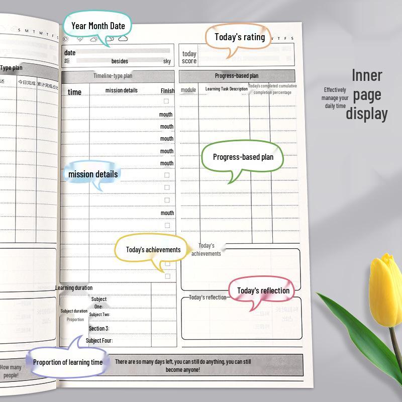 Postgraduate Exam Self-Discipline Planner: Daily Efficiency & Schedule Notebook