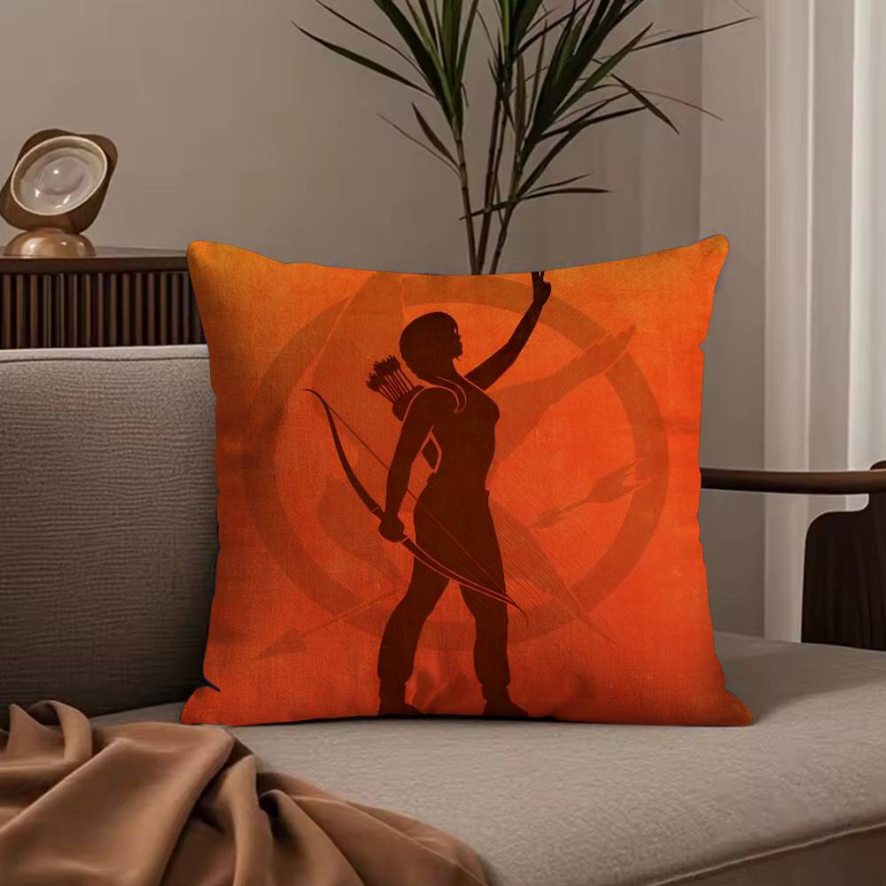 The H-Hunger Games Pillow Case Anti-dustmite Pillowcase Invisible zipper silky short plush Sofa cushion cover