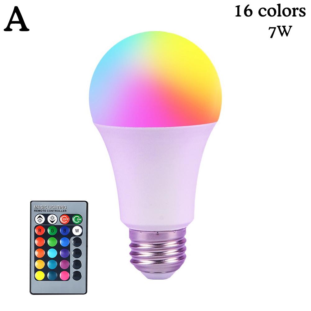 220V E27 LED Smart Bulb RGB Color Changing LED Bulb 16 Colors 8M Remote Control Smart Bulb Home Lighting Party Decor Bulb
