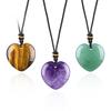 Natürliche Kristall Herz Halskette Einfacher Stil für Männer Frauen Valentinstag Roher Stein Geschnitztes Herz Naturstein Amethyst Anhänger