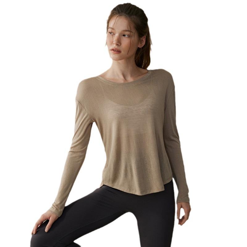 Women's Loose-Fit Long Sleeve Sport Top for Running & Pilates