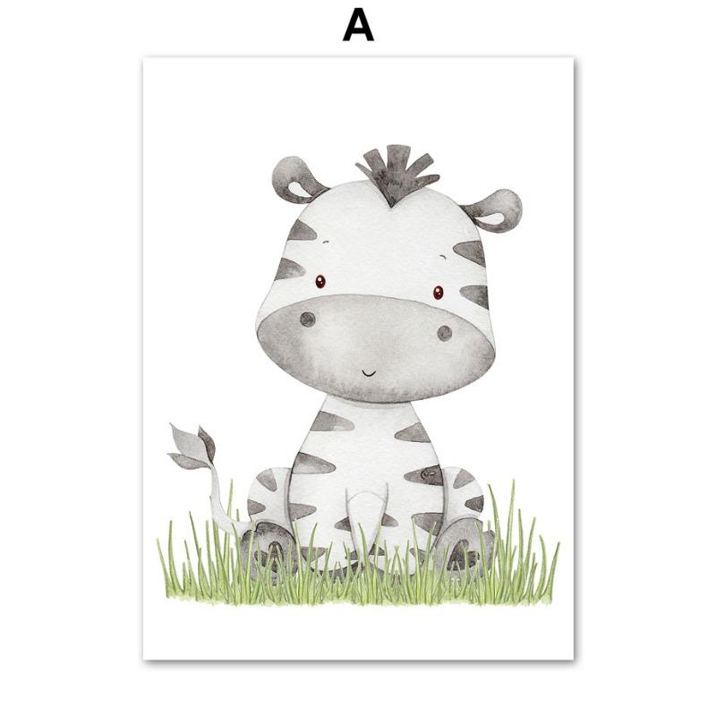 Lew Słoń Żyrafa Zebra Sztuka Ścienna do Pokoju Dziecięcego Obraz na Płótnie Skandynawskie Plakaty i Druki Obrazy Ścienne Dekoracja Pokoju Dziecięcego