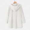 Women's Loose Button Plush Hooded Color Long-sleeved Mid-length Coat