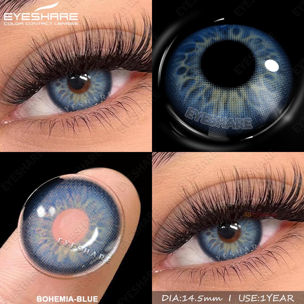 Eyeshare Natürliche farbige Kontaktlinsen für die Augen, 2 Stück, blaue Kontaktlinsen, braune Augen, Farblinsen, graue Schönheitsschüler, jährliche grüne Linsen