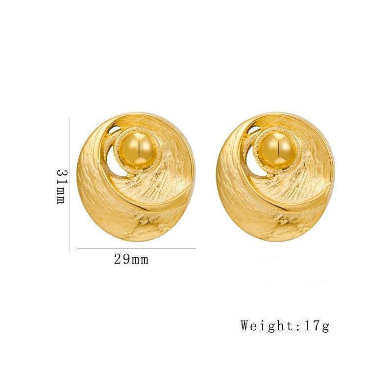 Niche personalized stainless steel with pearl beating pattern C-shaped sunflower spiral winding stud earrings