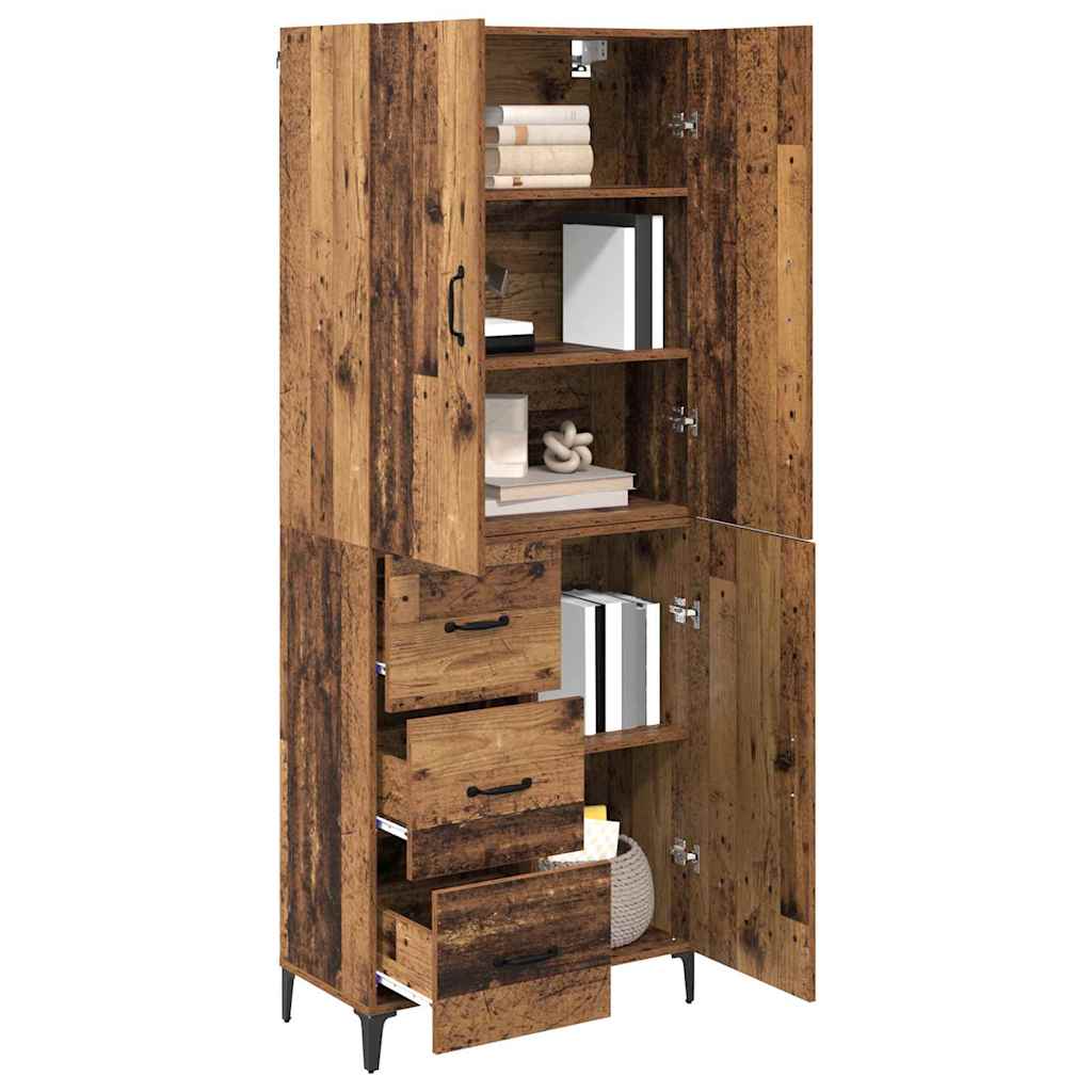 Wall Mounted Highboard Reclaimed Wood Look 69.5 x 34 x 180 cm Engineered Wood
