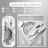 8PCS/Set Plastic Ruler Compasses Set Transparent Eraser Protractor Straight Ruler Set Square Drawing Tool School Office