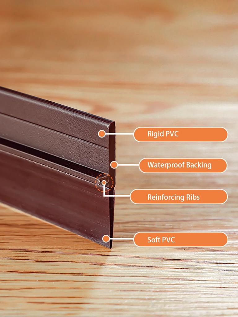 90x4cm Door Sealing Strips Plastic Waterproof Self-Adhesive Solid Color Door Bottom Seal for Soundproof Insect and Windproof