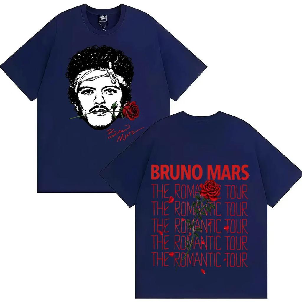Rapper Bruno Mars The Romantic Tour 2026 Hip Hop Tričko Pánské Dámské Oboustranný Potisk Bavlna Krátký Rukáv Tričko Streetwear