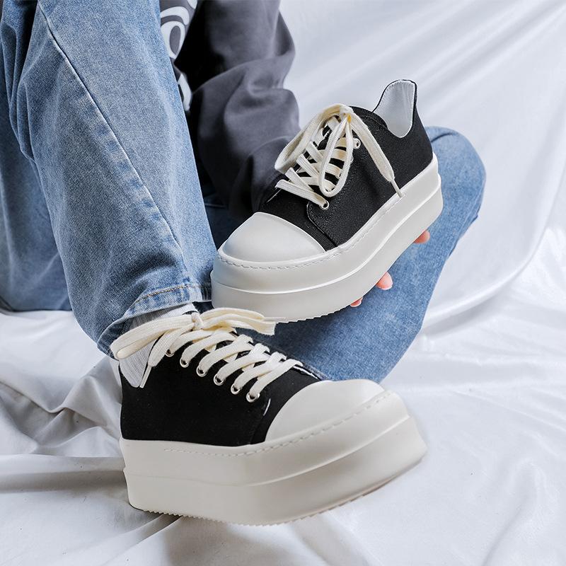 American retro thick baseplate shoes men's black couple simple big head heightening derby shoes 18453-R