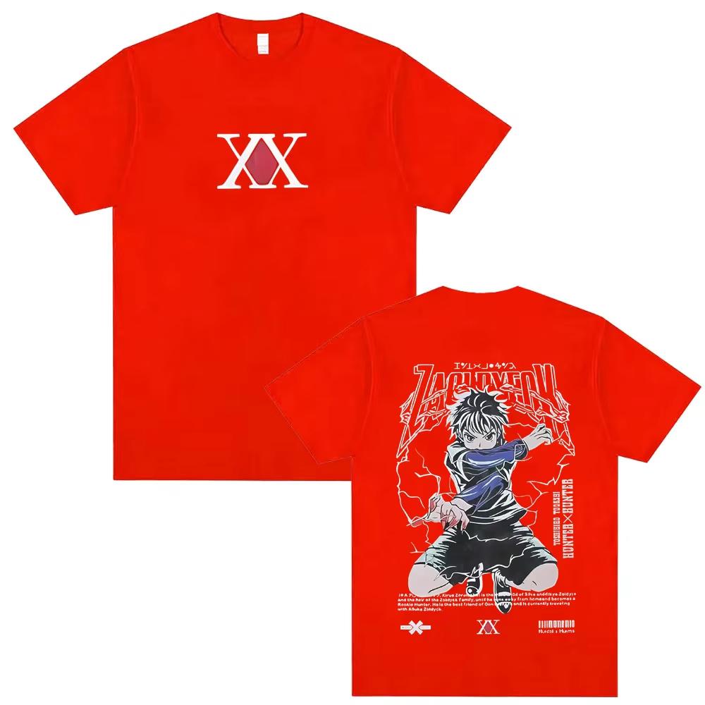 2026 Graphic Tshirt Killua Zoldyck Double Sided Print T Shirts Unisex Women Casual Crewneck Tshirts Ins
