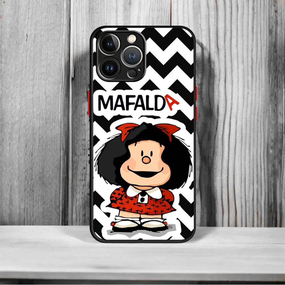 

Hot Mafalda Cover For iPhone X XR XS 11 12 13 14 15 16 pro MAX mini Phone Case Matte shockproof iPhone 13 pro