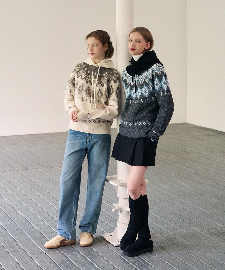 Deuloupisumeon Nordischer Pullover Wollstrick [Anthrazit]