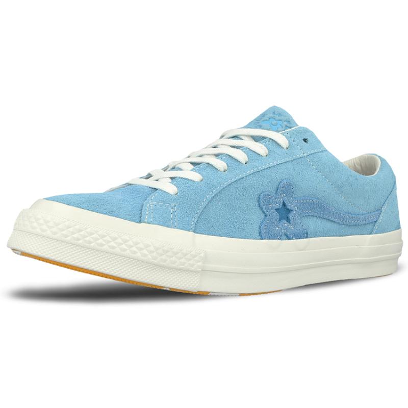Golf Le Fleur X Converse One Star Ox Small Flower Non-slip Lightweight and Wear-resistant Low-top Board Shoes Unisex Lake Blue