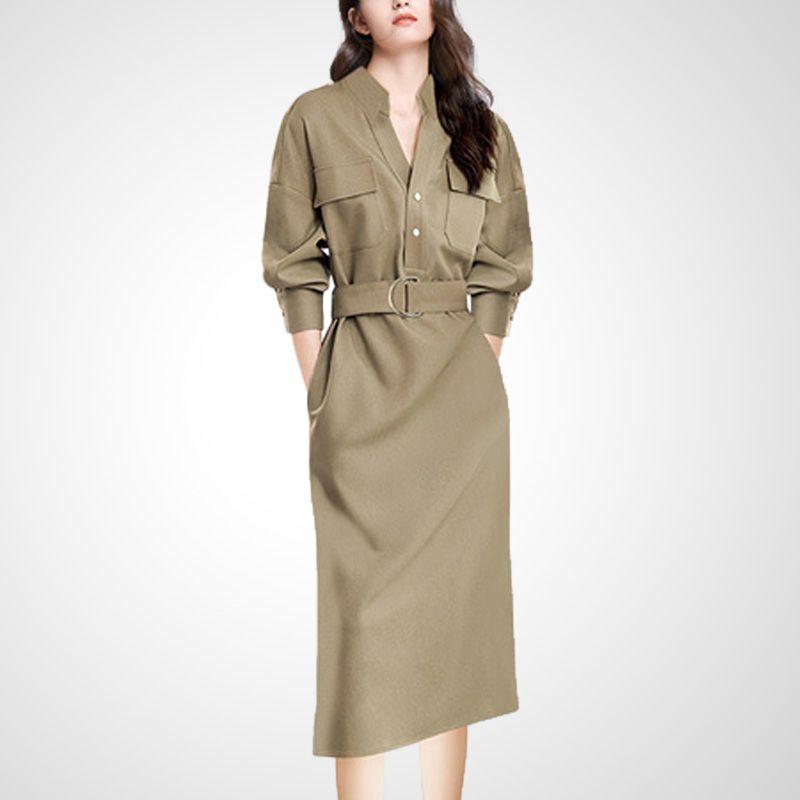 

French Design Fancy Business Dress Women s 2025 Autumn New Arrival Leisure Commute Temperament Overall Long Skirt Brown S